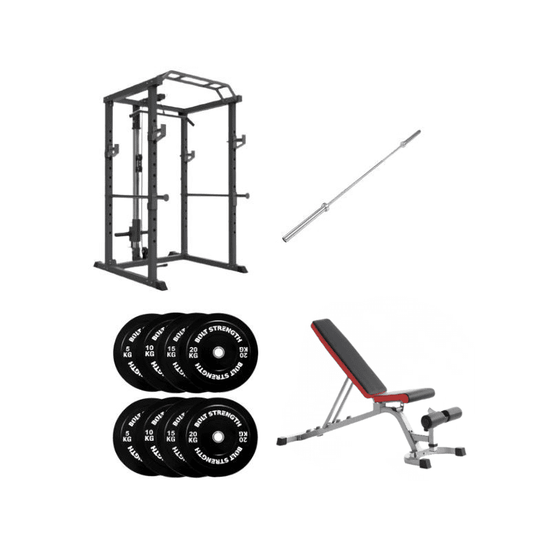120KG Home Gym Package with Lat Pulldown Rack