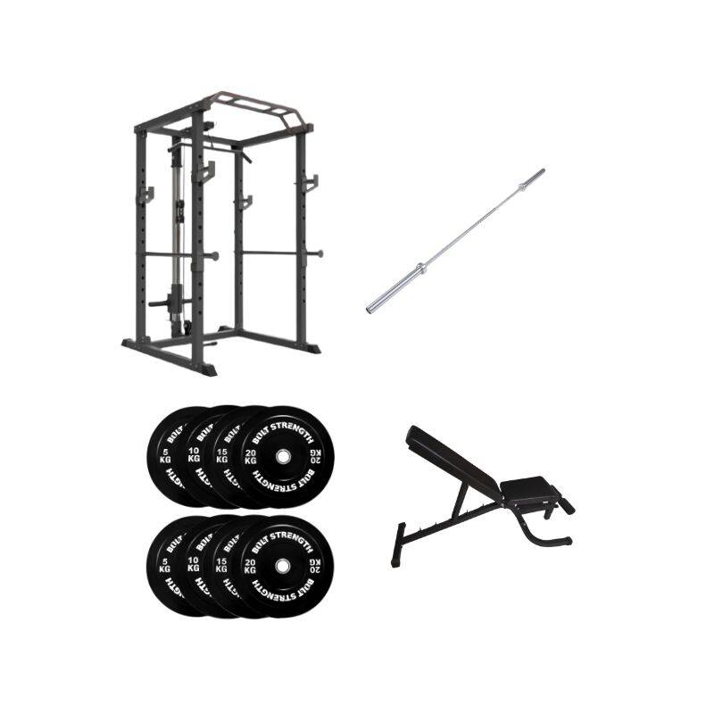 120KG Home Gym Package with Lat Pulldown Rack